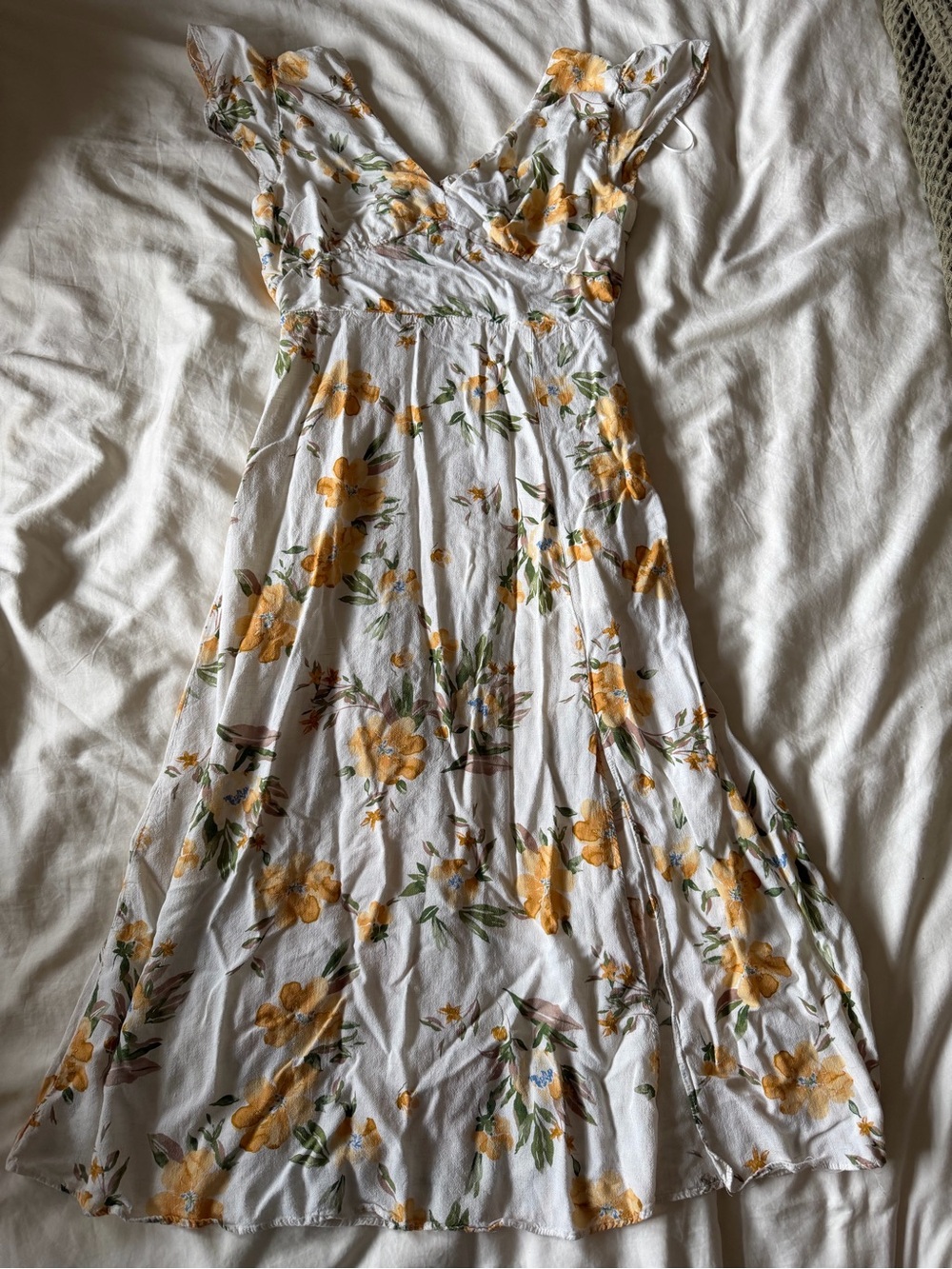 Sage the Label Yellow Floral Midi Dress